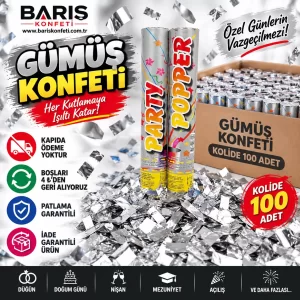 Gümüş Konfeti Fiyatı 2026 | Kolide 100 Adet